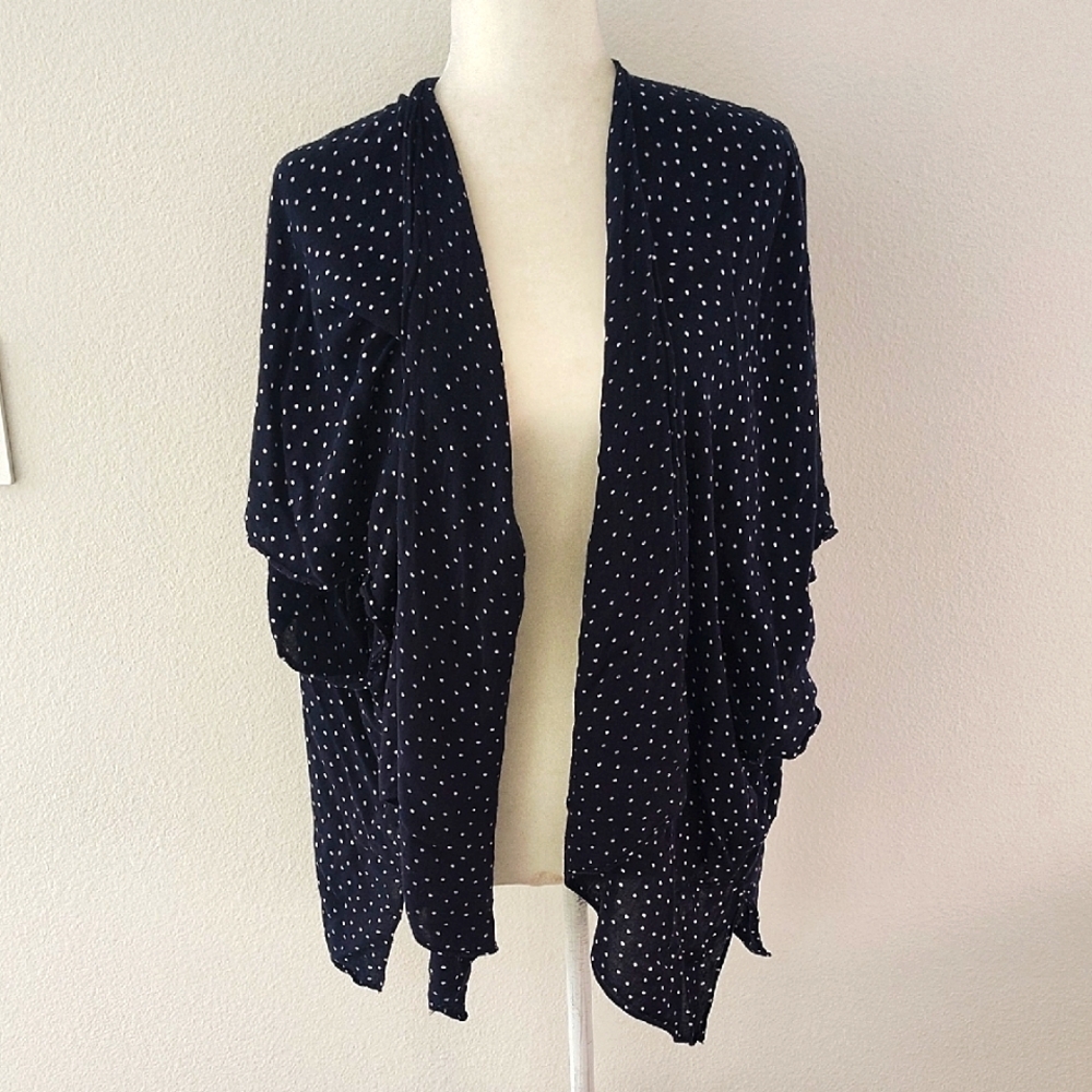 LOFT Women's Classic Blue and White Shrug with Polka Dots